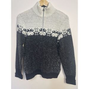 Rossignol‎ Sweater 1/4 Zip Mohair Blend Black White XL Women Nordic Stretch Ski